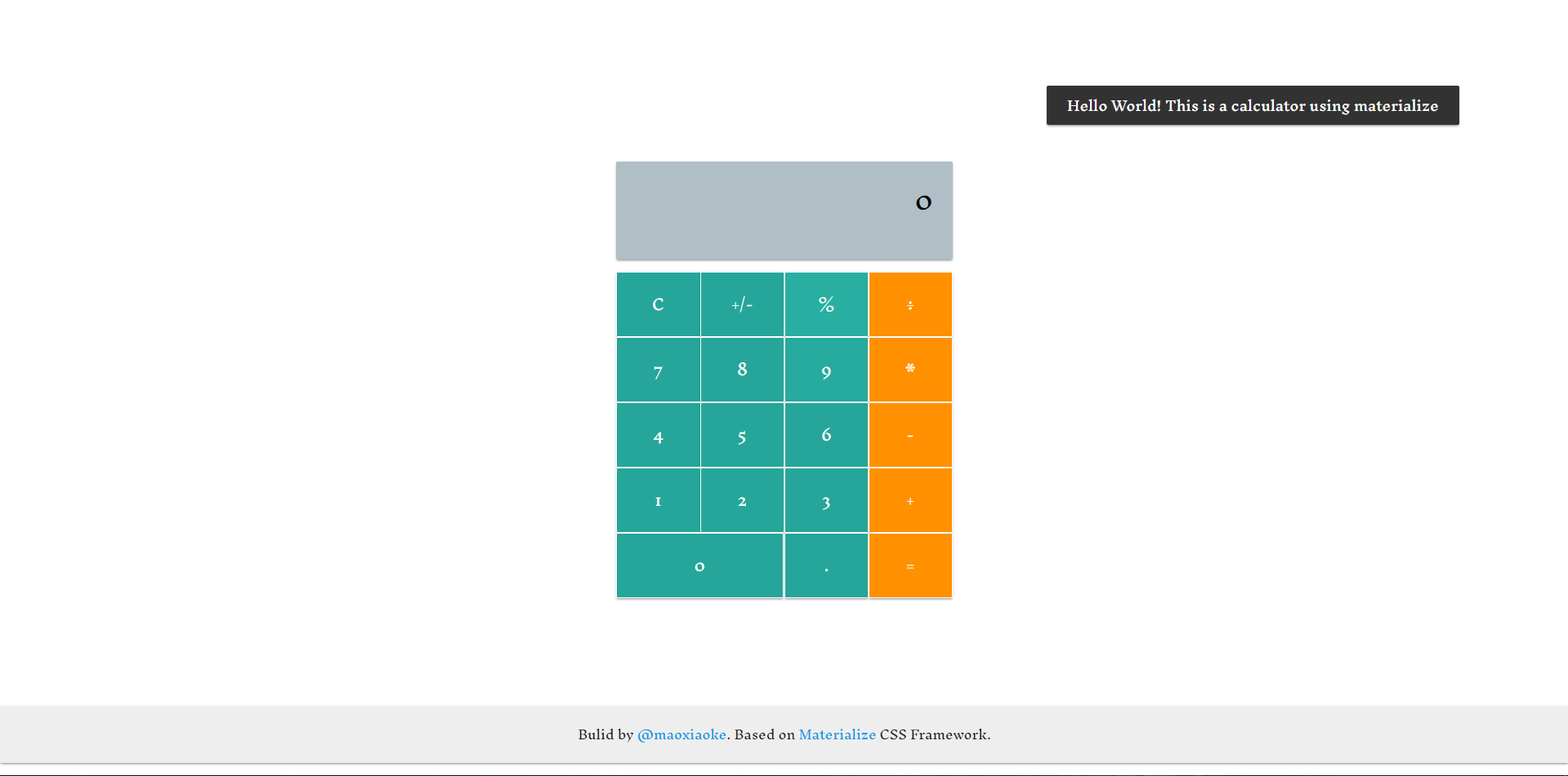 A Calculator using Materialize